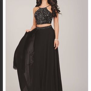 Black two piece JOVANI prom dress size 00-0